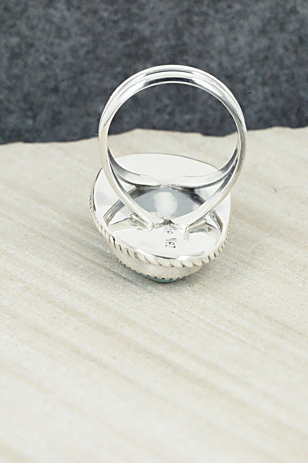 Turquoise & Sterling Silver Ring - Leslie Nez - Size 9.5