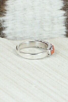 Coral & Sterling Silver Ring - Irma Unkestine - Size 7.25
