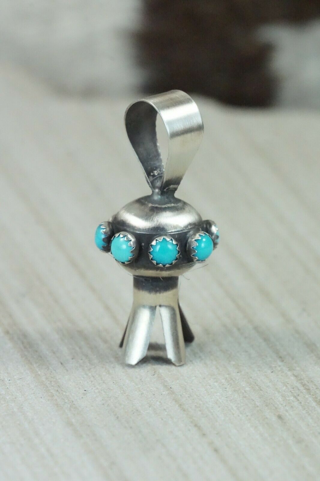 Turquoise & Sterling Silver Blossom Pendant - Monica Smith - High Lonesome Trading