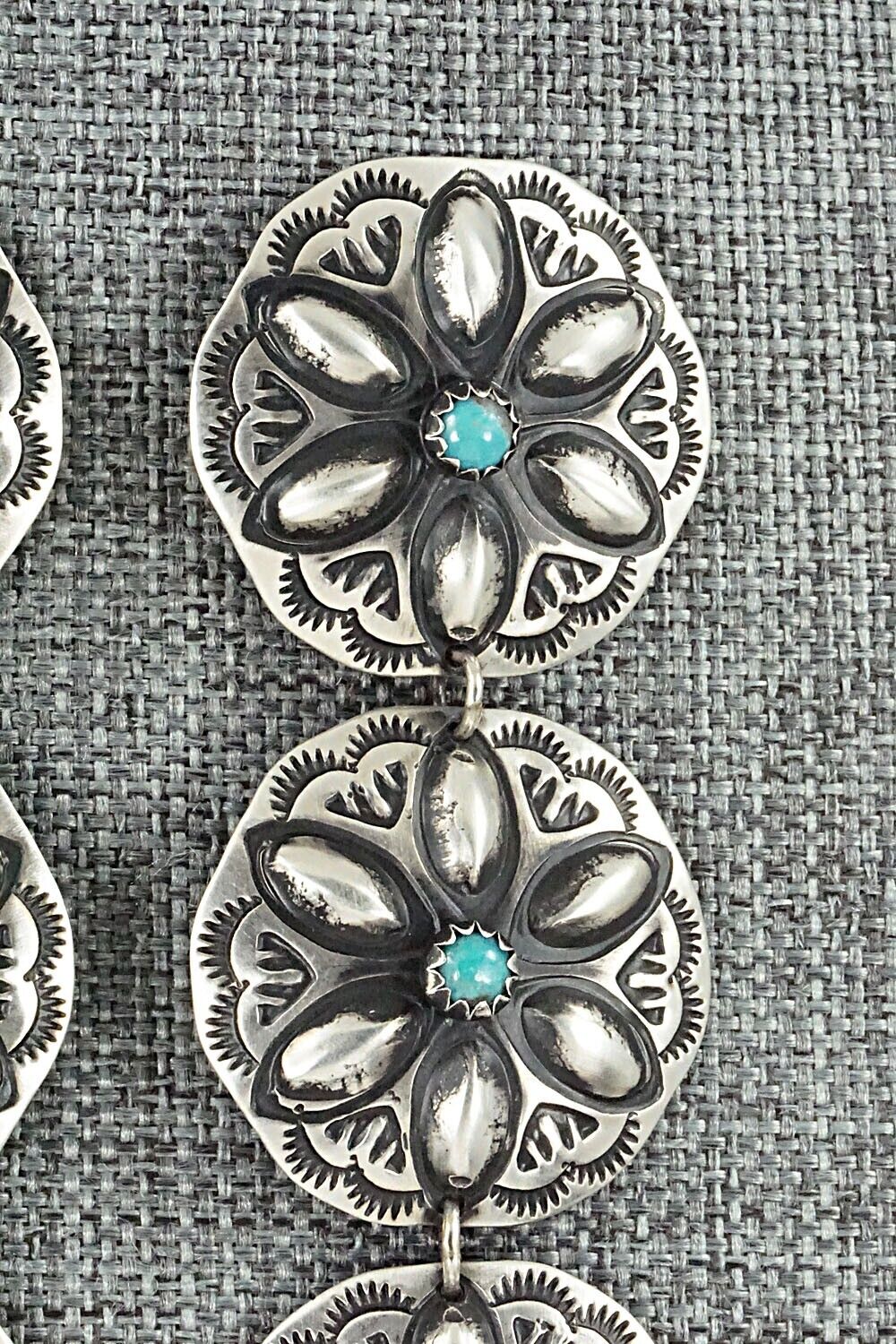 Turquoise & Sterling Silver Earrings - Leander Tahe