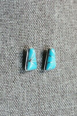 Zuni Turquoise & Sterling Silver Earrings - Kal Kallestewa