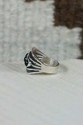 Navajo Onyx and Sterling Silver Ring - James Bahe - Size 6.5 - High Lonesome Trading