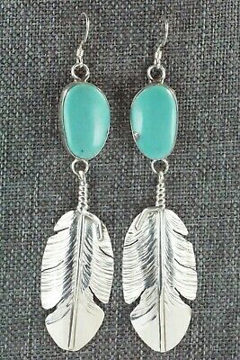 Turquoise & Sterling Silver Feather Earrings - Ben Begay