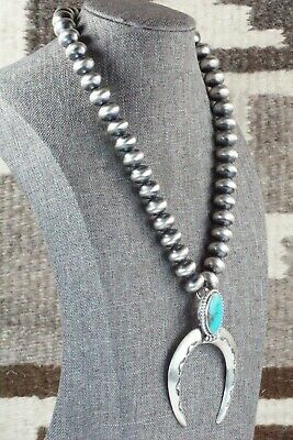 Turquoise & Sterling Silver Squash Blossom Necklace - Jan Mariano
