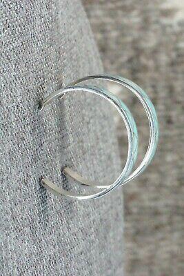 Turquoise & Sterling Silver Hoop Earrings - Tina Haloo - High Lonesome Trading