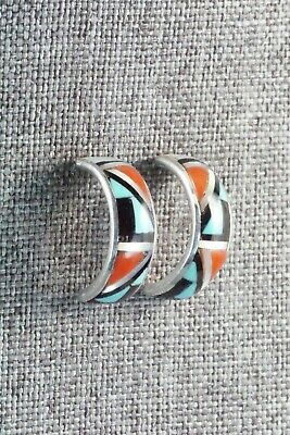 Multi Stone Inlay & Sterling Silver Earrings - Delberta Boone