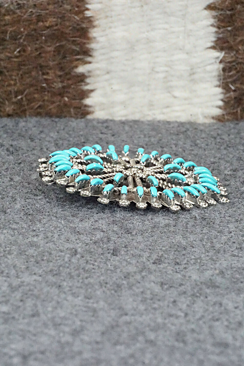 Turquoise & Sterling Silver Pendant/Pin - Keith Leekity
