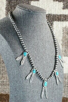 Navajo Turquoise & Sterling Silver Necklace - Bobby Platero