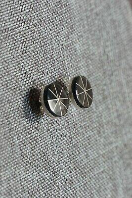 Zuni Jet & Sterling Silver Earrings - Johnson Laweka - High Lonesome Trading