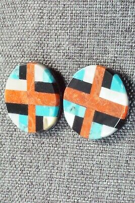 Multi Stone Inlay & Sterling Silver Earrings - Chaslyn Crespin