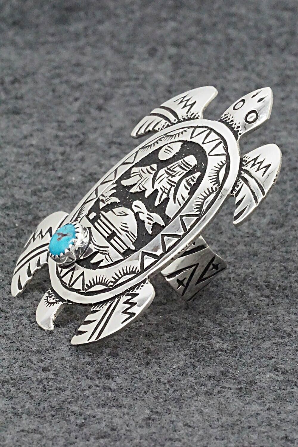 Turquoise & Sterling Silver Ring - Richard Singer - Size 7.5 (Adj.)