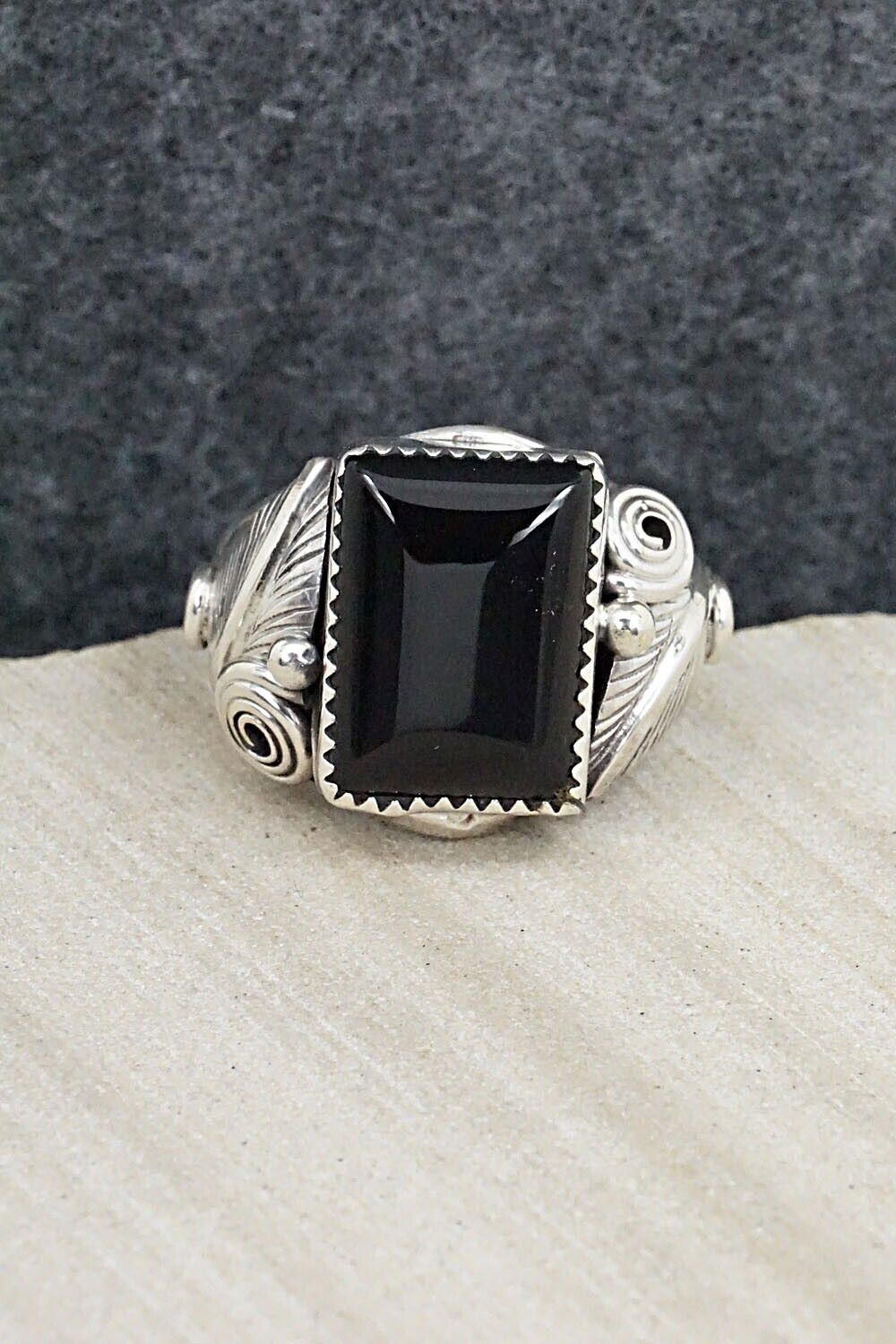 Onyx & Sterling Silver Ring - Darrell Morgan - Size 11.75