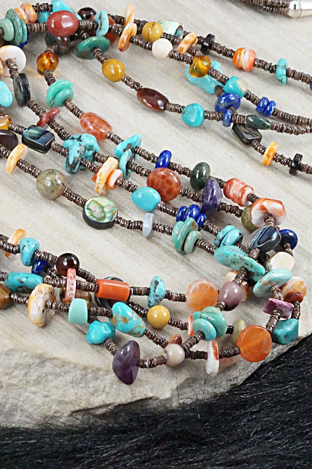 Multi Stone and Sterling Silver Necklace - Helen Tsosie