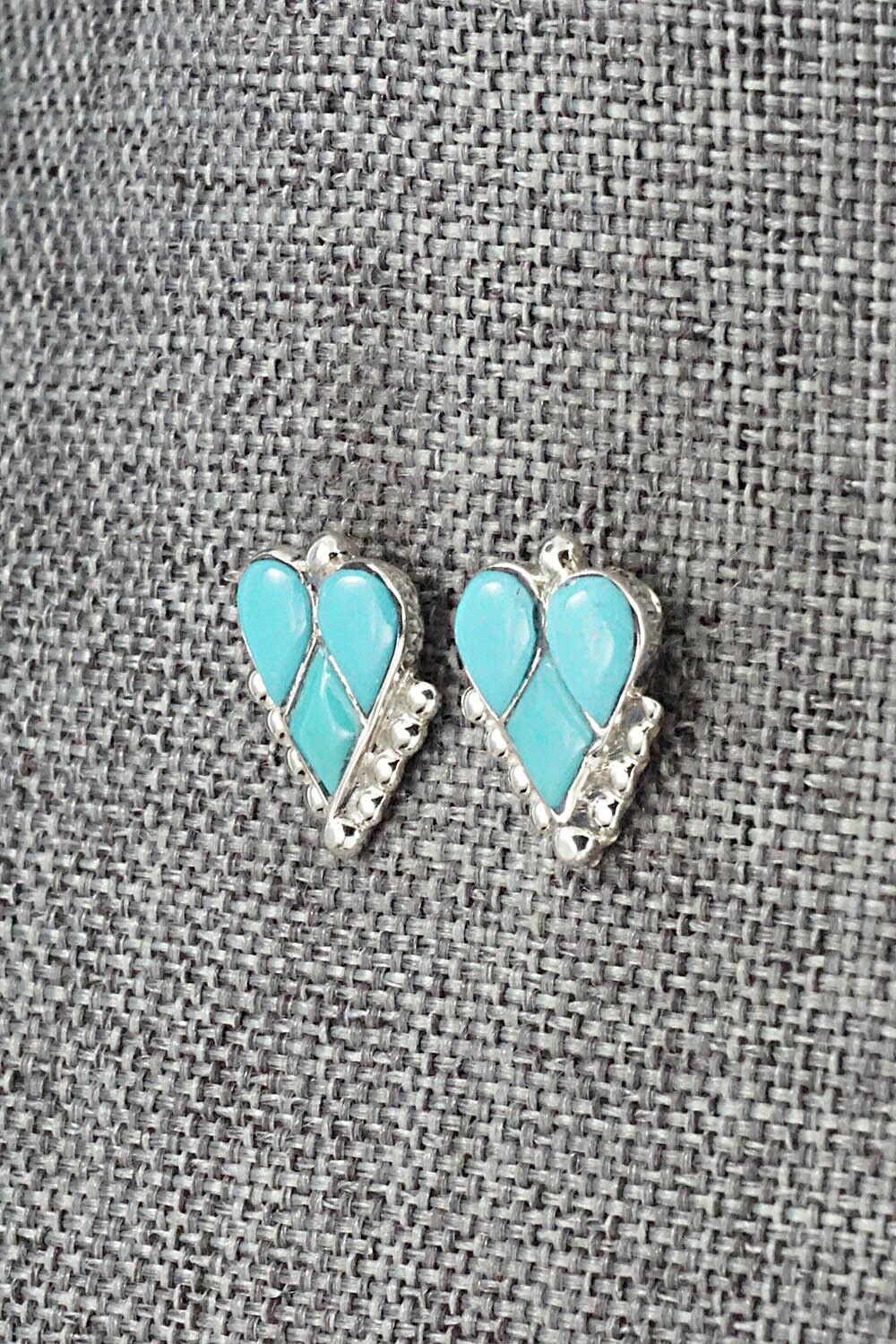 Turquoise & Sterling Silver Earrings - Vincent Hooee