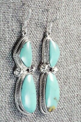 Turquoise & Sterling Silver Earrings - Lee Shorty - High Lonesome Trading