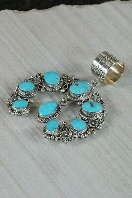 Navajo Turquoise and Sterling Silver Naja Pendant - Sarah Yazzie - High Lonesome Trading