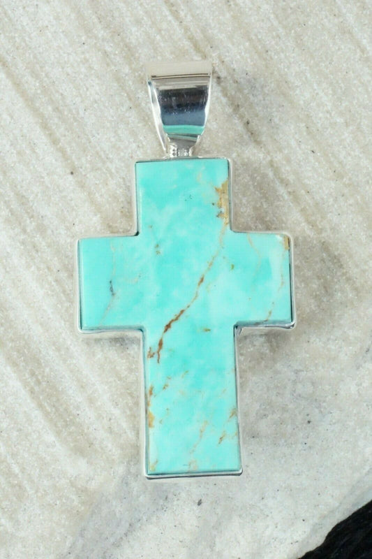 Turquoise & Sterling Silver Cross Pendant - Diane Wylie