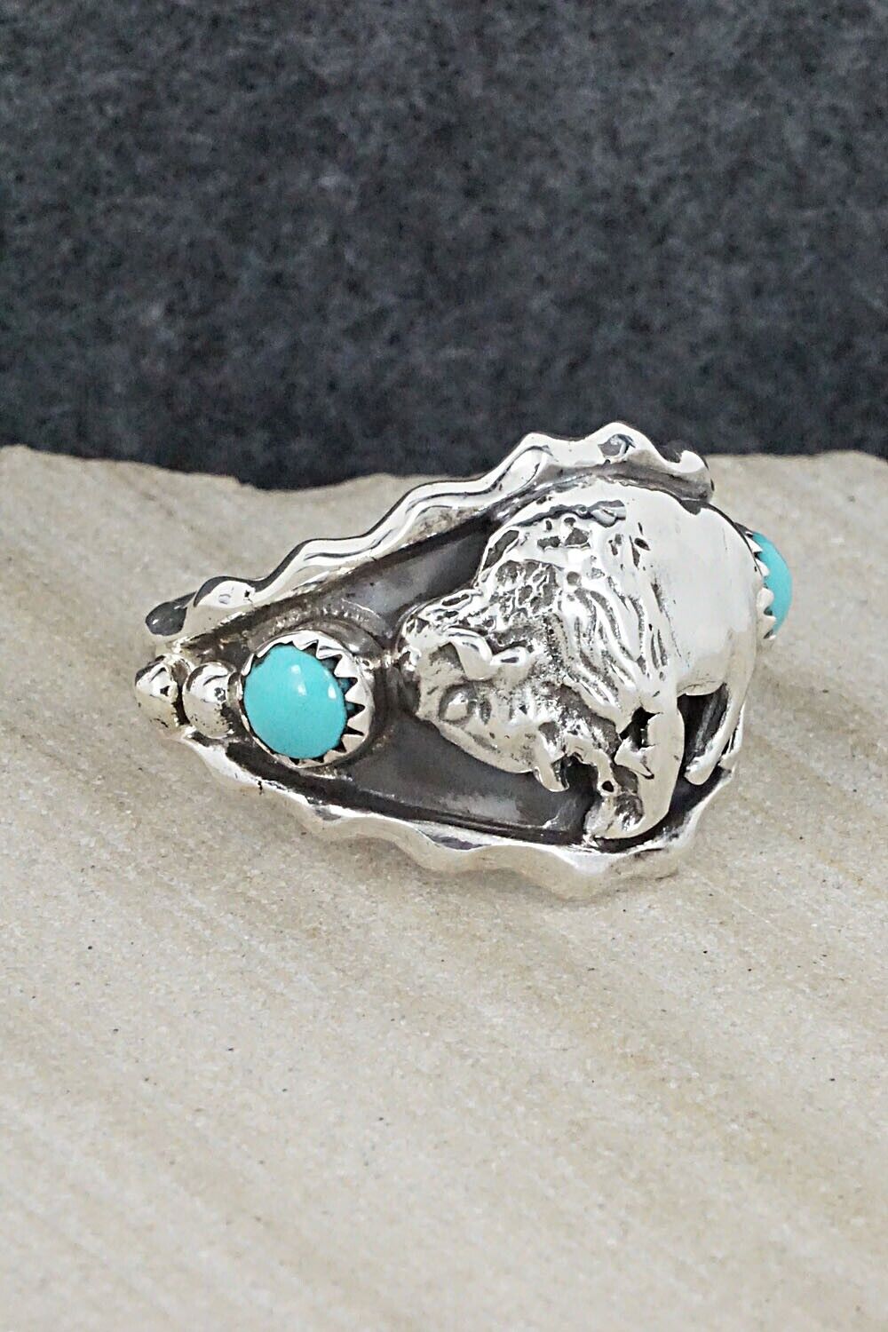 Turquoise & Sterling Silver Ring - Genevieve Francisco - Size 13