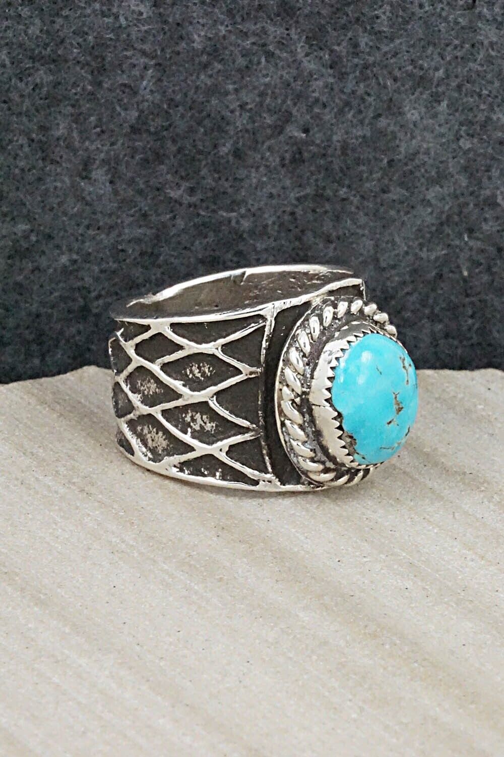 Turquoise & Sterling Silver Ring - Delbert Arviso - Size 10.5