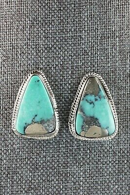 Navajo Turquoise and Sterling Silver Earrings - Verley Betone