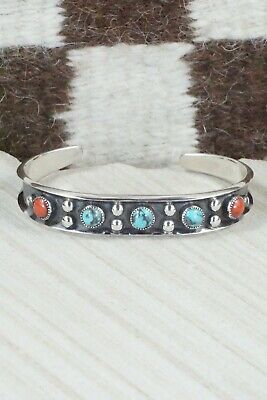 Turquoise, Coral & Sterling Silver Bracelet - Paul Largo