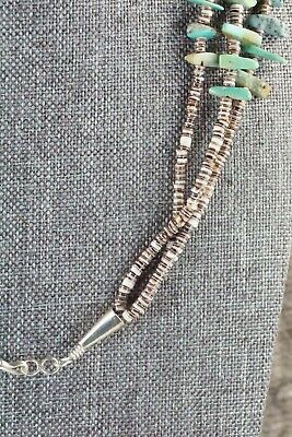 Turquoise, Shell & Sterling Silver Necklace - Torevia Crespin