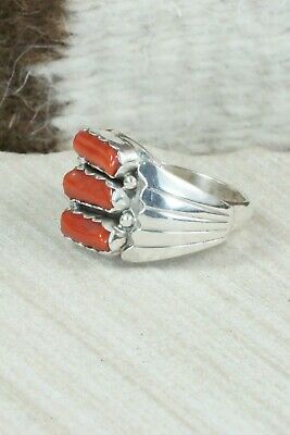 Coral & Sterling Silver Ring - Anthony Skeets - Size 8