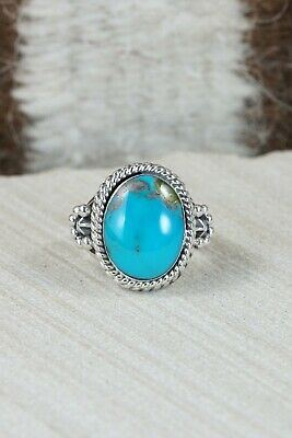 Navajo Turquoise & Sterling Silver Ring - Sheena Jack - Size 5