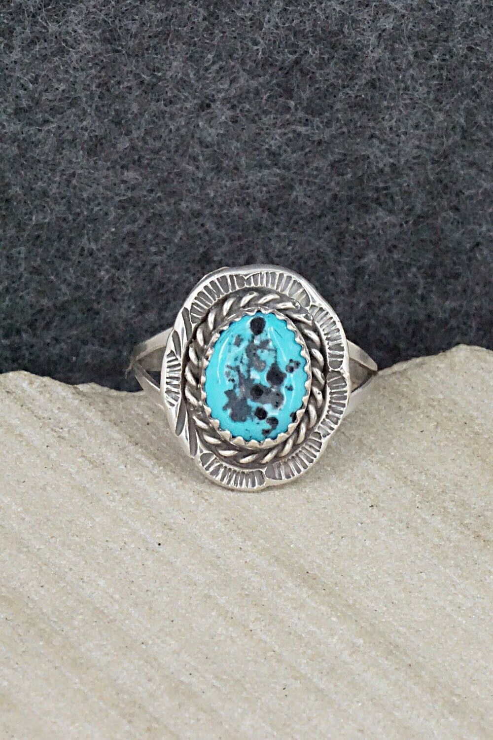 Turquoise & Sterling Silver Ring - Freda Martinez - Size 8