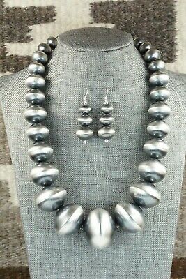 Sterling Silver Navajo Pearl Necklace & Earrings - Tonisha Haley