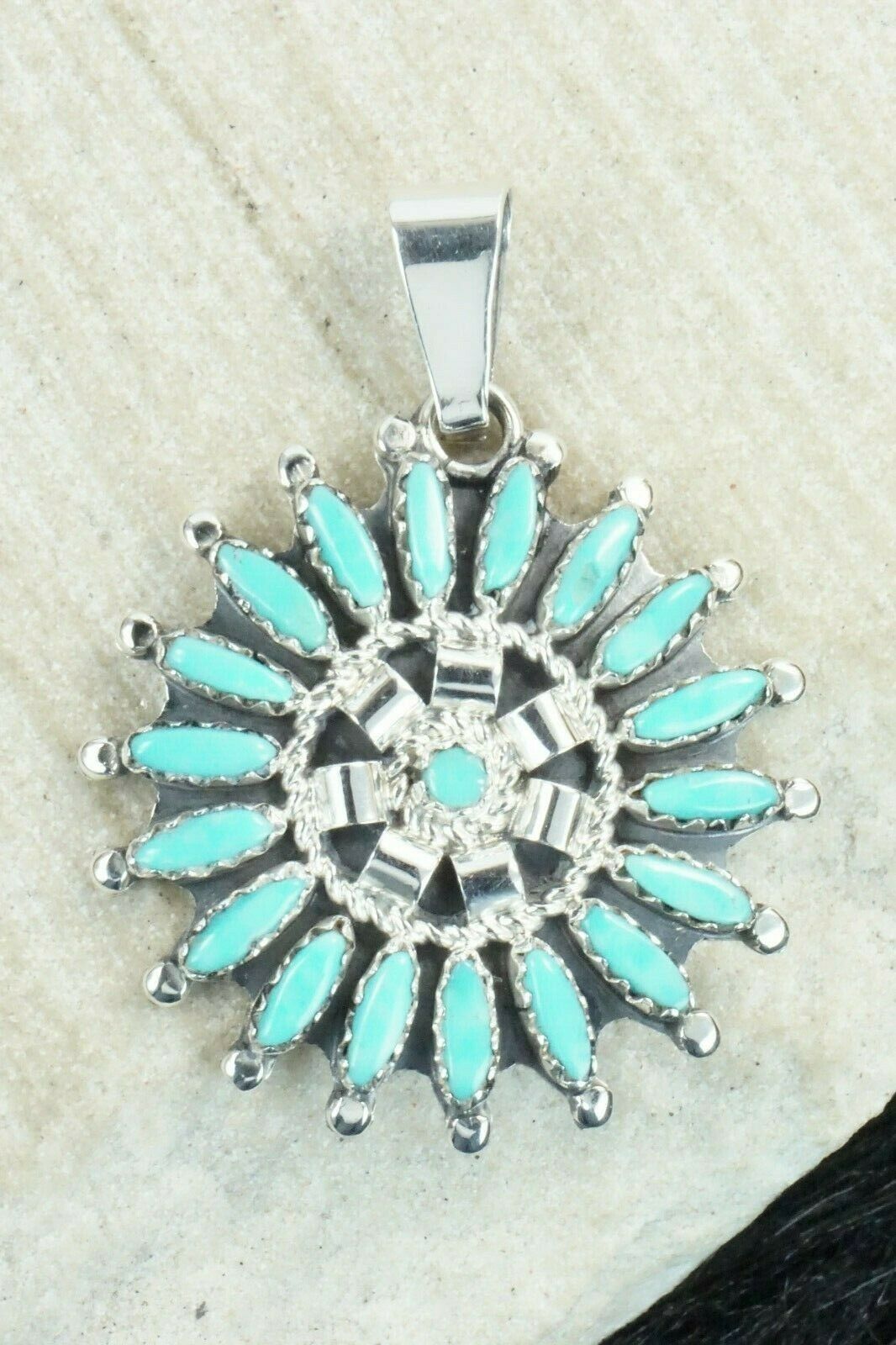 Turquoise & Sterling Silver Pendant - Nathaniel Nez