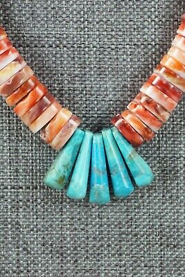 Spiny Oyster & Turquoise Necklace - Lupe Lovato