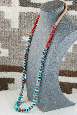 Navajo Turquoise & Coral Necklace - Rita Begay