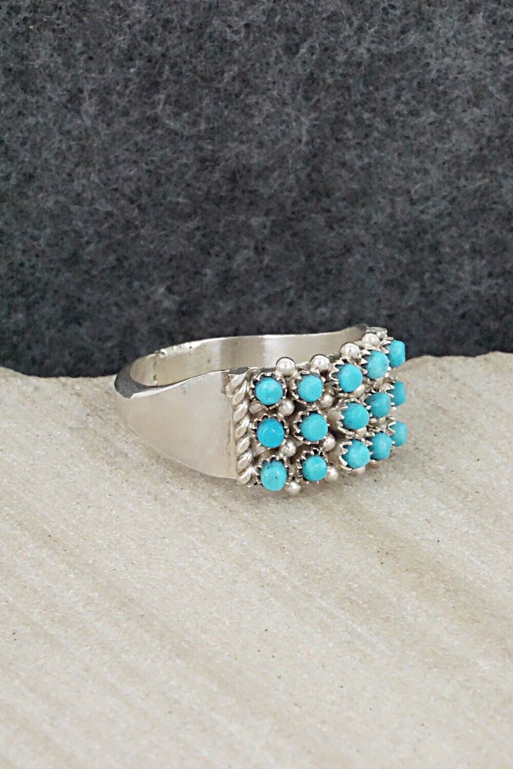 Turquoise & Sterling Silver Ring - April Haloo - Size 9