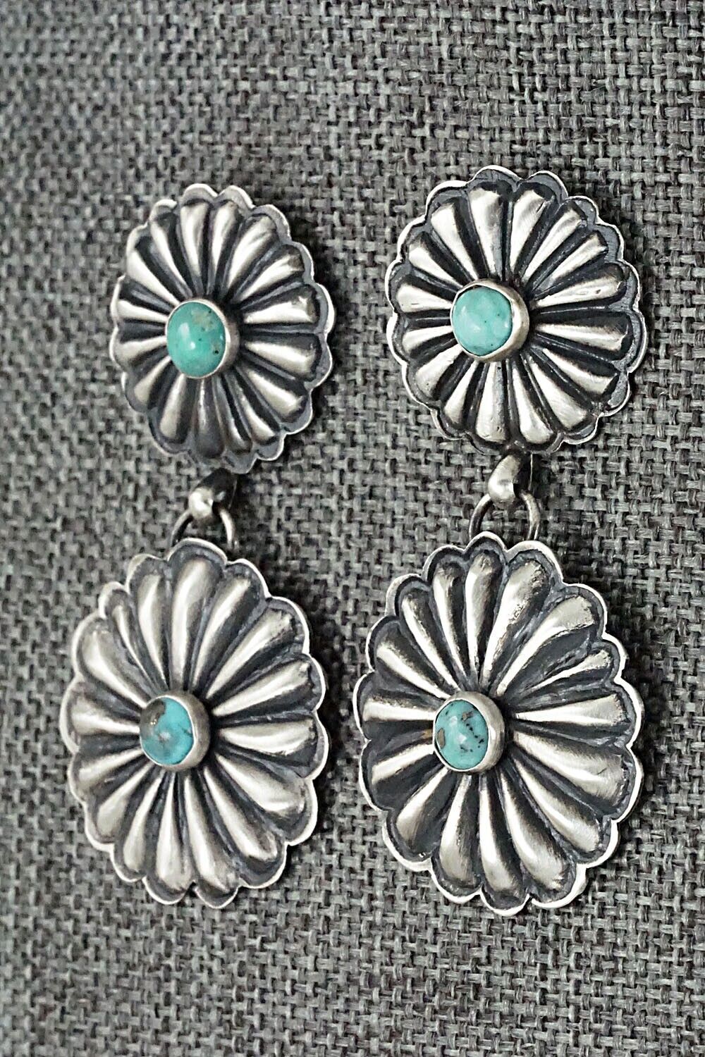 Turquoise and Sterling Silver Earrings - Eugene Charley