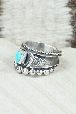 Turquoise & Sterling Silver Ring - Tom Lewis - Size 9