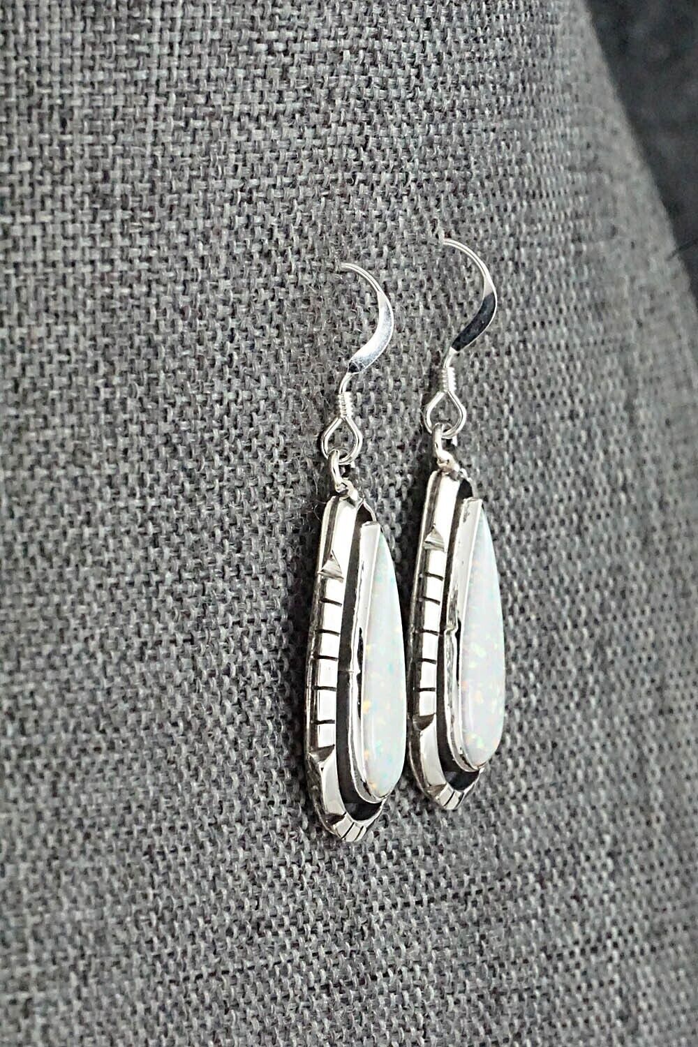 Opalite & Sterling Silver Earrings - Amos Begay