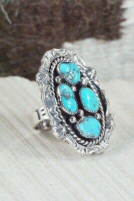 4 Stone Turquoise and Sterling Silver Ring - Harold Becenti - Size 7.5 - High Lonesome Trading