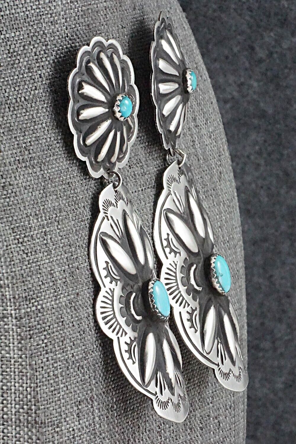 Turquoise & Sterling Silver Earrings - Leander Tahe
