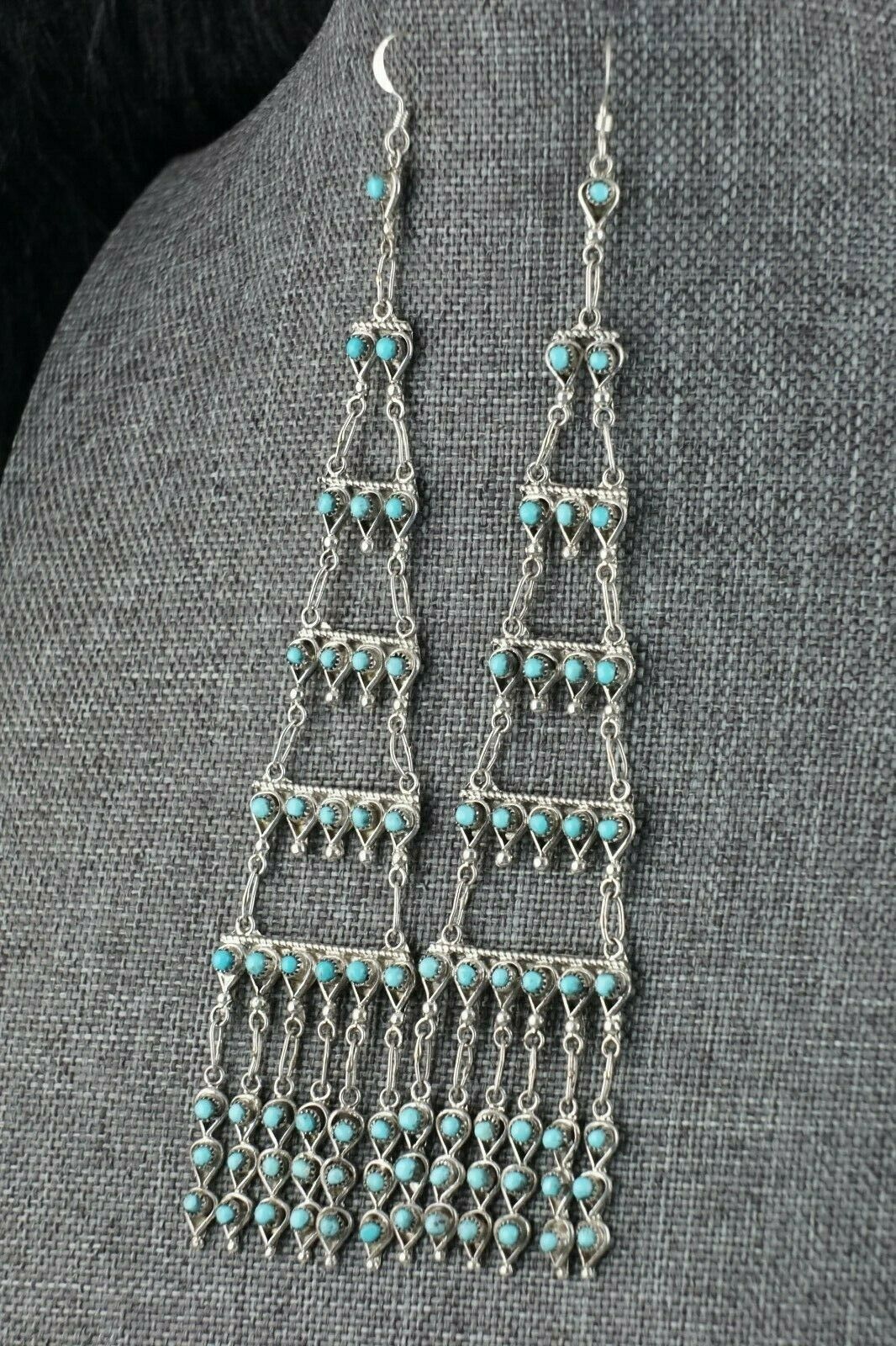 Zuni Turquoise and Sterling Silver Earrings - Waylon Johnson - High Lonesome Trading