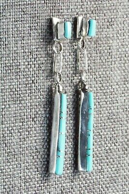 Turquoise & Sterling Silver Earrings - Roland Natachu