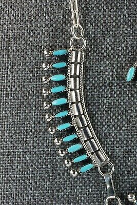 Zuni Turquoise & Sterling Silver Necklace and Earrings Set - Evonne Hustito