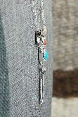 Turquoise, Coral & Sterling Silver Necklace - Sharon McCarthy