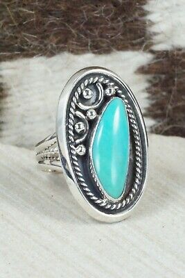 Turquoise and Sterling Silver Ring - Raymond Delgarito - Size 10