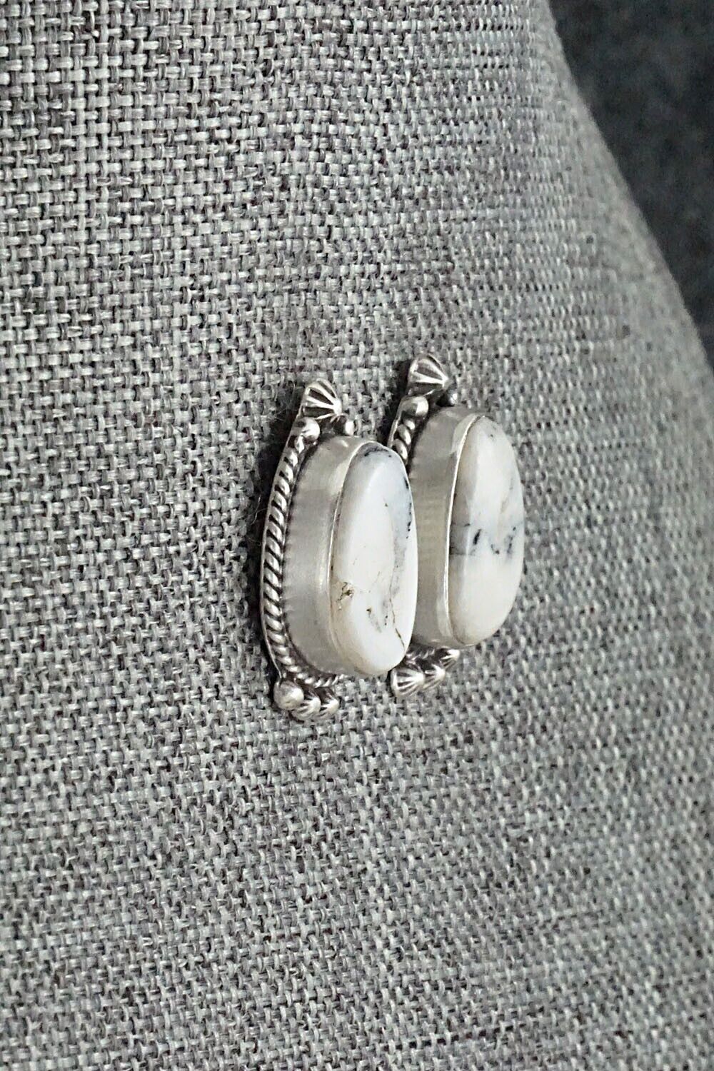 White Buffalo & Sterling Silver Earrings - Sheena Jack