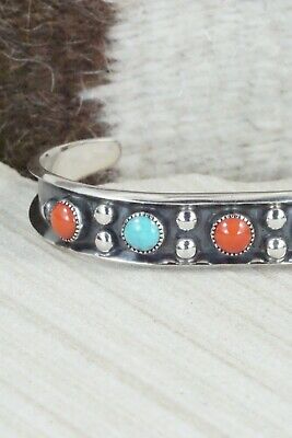 Turquoise, Coral & Sterling Silver Bracelet - Paul Largo