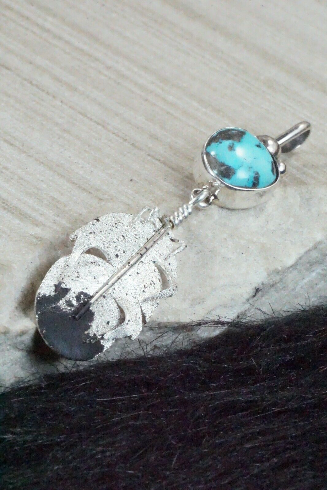 Turquoise & Sterling Silver Pendant - Ernest Rangel