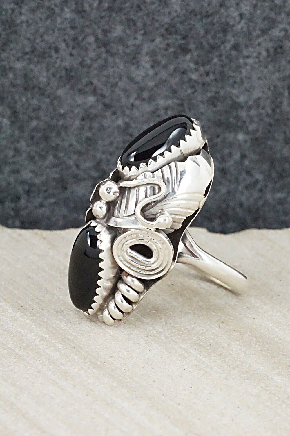 Onyx & Sterling Silver Ring - Max Calladitto - Size 6