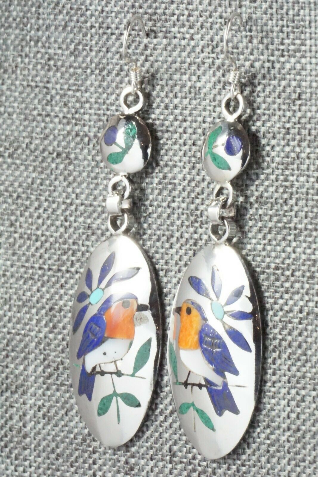 Multi Stone & Sterling Silver Earrings - Quintin Quam Sr.