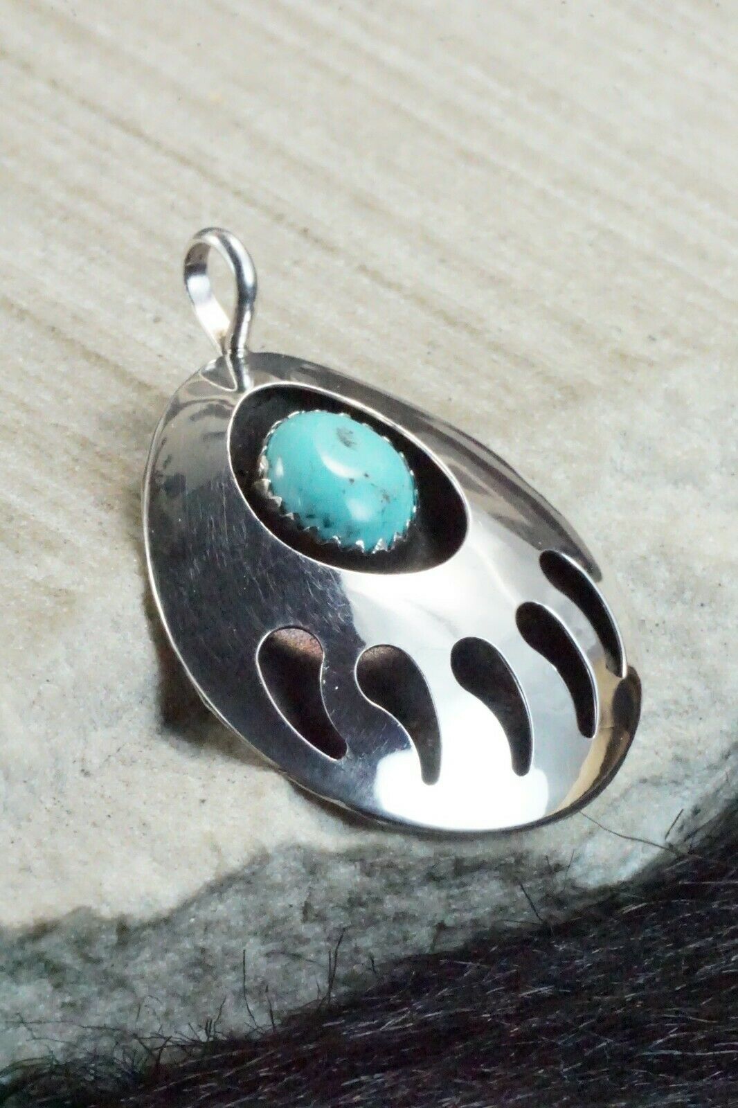 Turquoise & Sterling Silver Pendant - Virginia Long